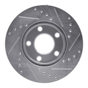 Ford Mustang Brake Rotor (1) - Front Left - R1 Concepts - Drilled & Slotted - Silver - `94-`04